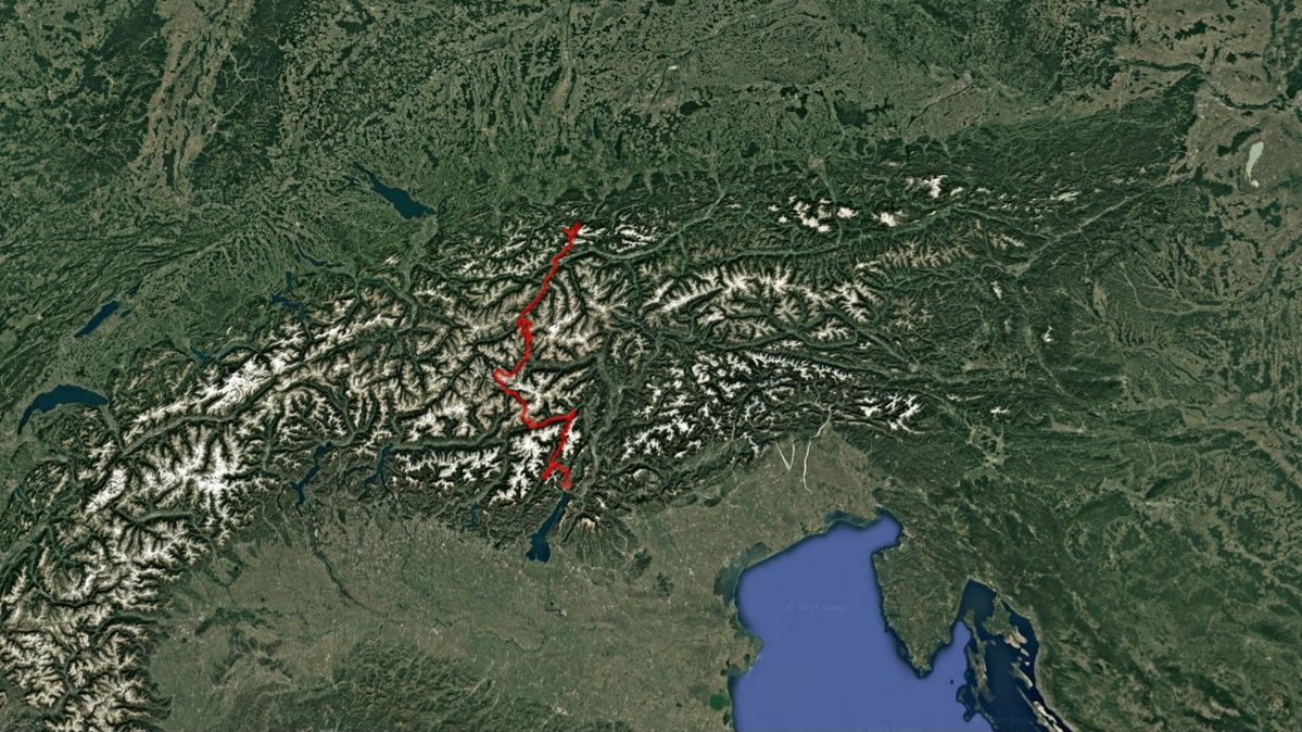 Zdroj: Google Earth BIKE Transalp 2024, reportáž, motivácia, výzva