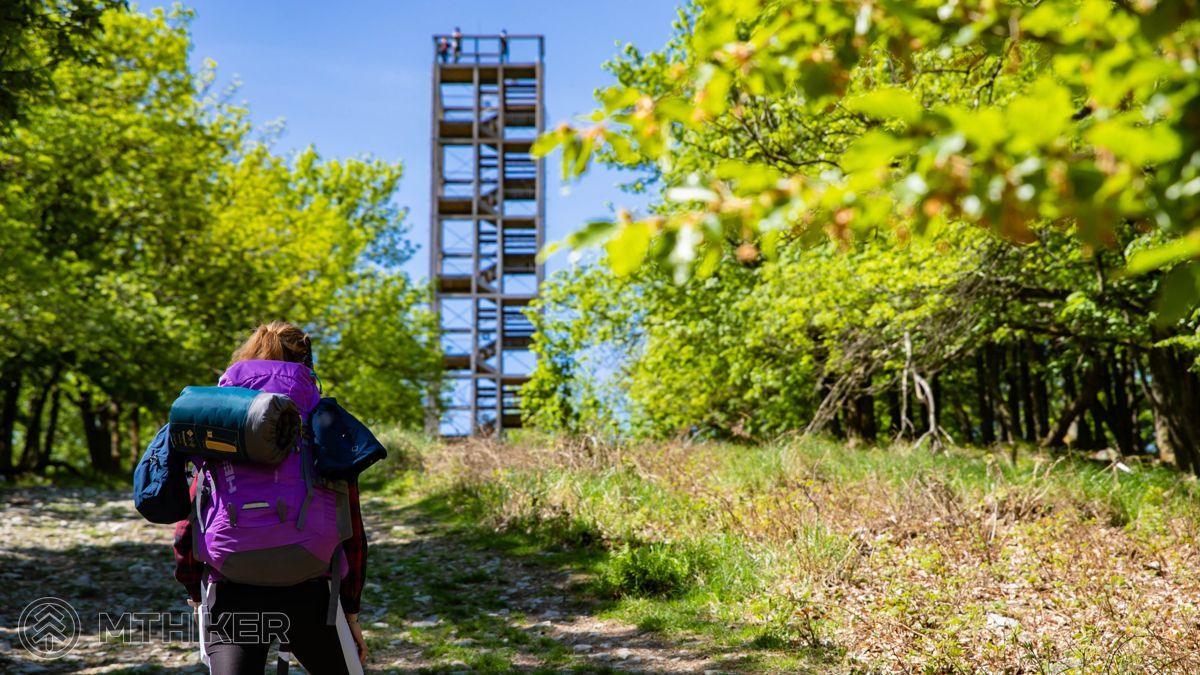 Rozhľadňa na Veľkej Homoli v Malých Karpatoch turistická trasa, turistický chodník, značkovaný turistický chodník, turistická značka, rozhľadňa Veľká Homola