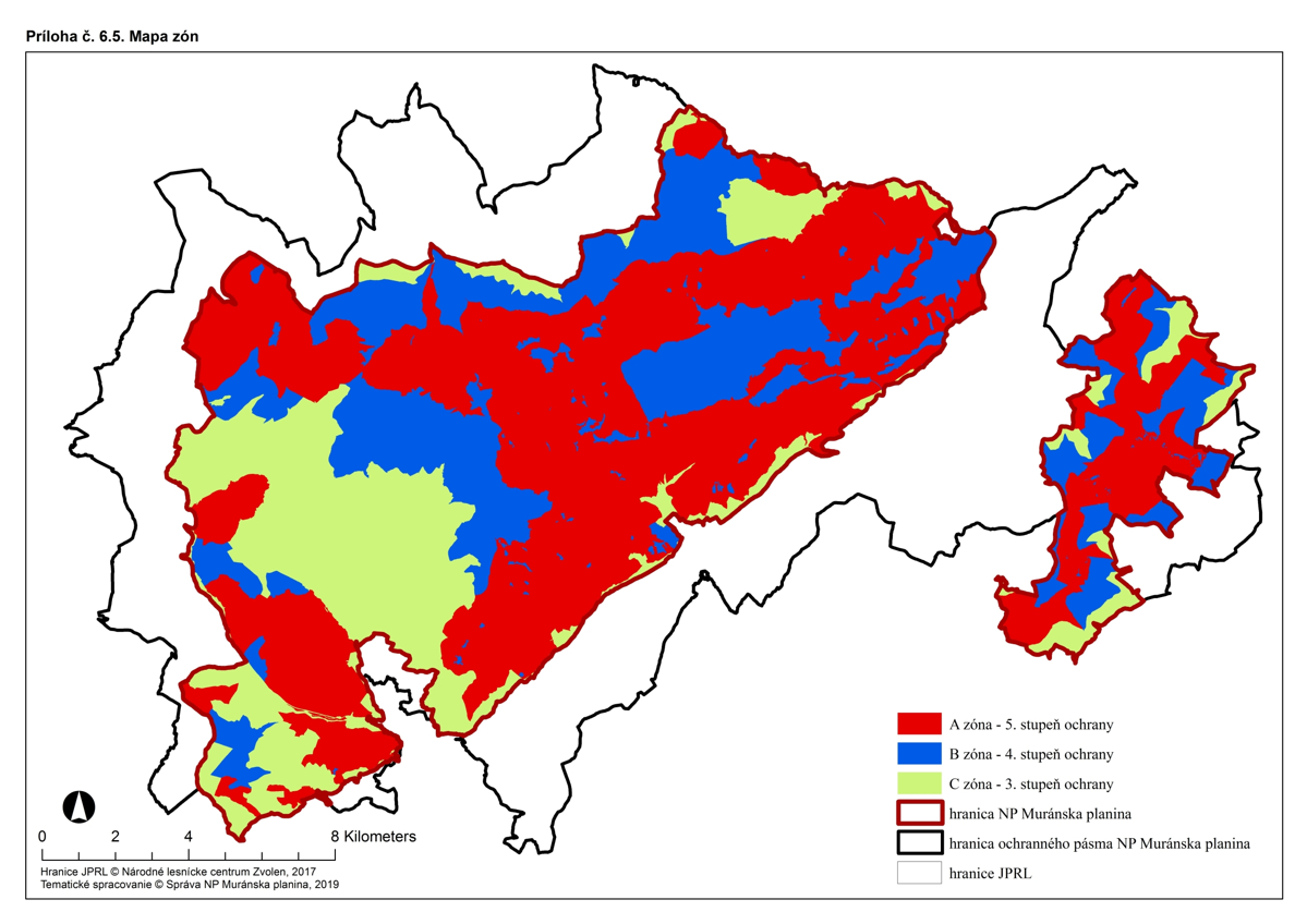 Rozčlenenie NP Muránska planina na zóny; zdroj: npmuranskaplanina.sk Rozčlenenie NP Muránska planina na zóny