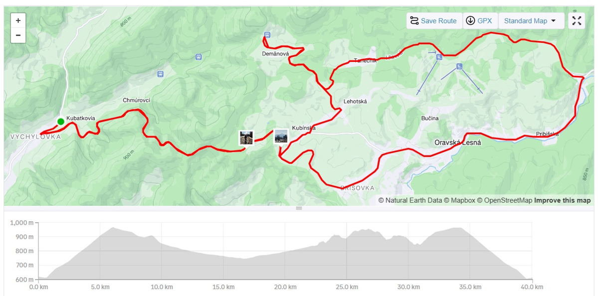 Ak by nebola ľadová cesta, spustili by sme sa po starej ceste späť do Vychylovky a dokončili okruh, zdroj: strava.com