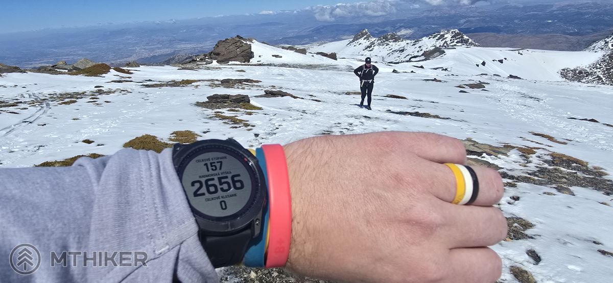 Prvá výšková méta zdolaná Pradollano, Sierra Nevada, Pico del Veleta, turistika, zima, sneh